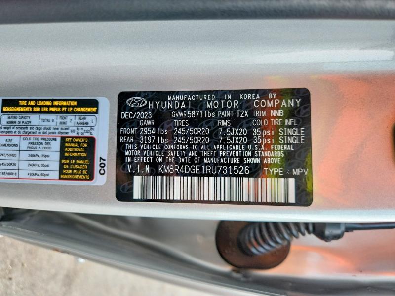 Продажа на аукционе авто 2024 Hyundai Palisade, vin: KM8R4DGE1RU731526, номер лота: 65004556