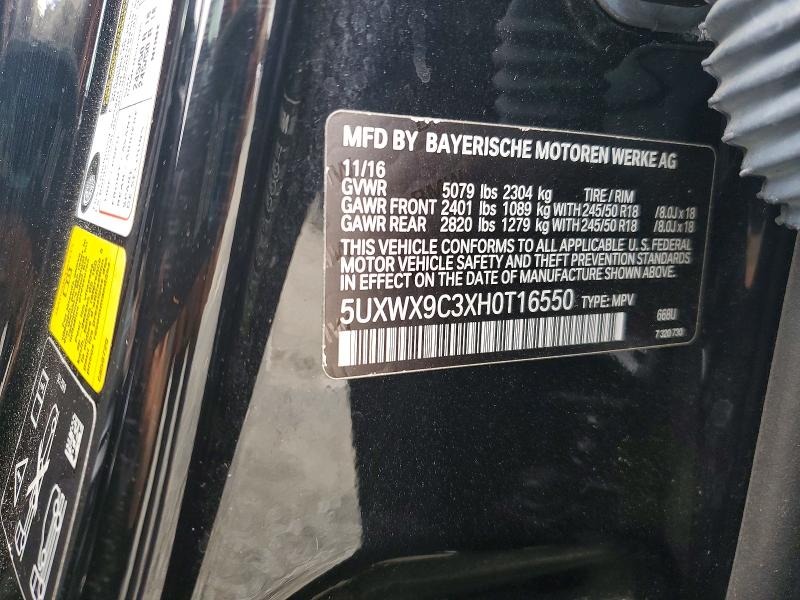 2017 Bmw X3 მანქანა იყიდება აუქციონზე, vin: 5UXWX9C3XH0T16550, აუქციონის ნომერი: 67014206