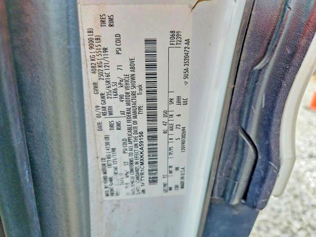66122386 :رقم المزاد ، 1FTYR1CMXKKA59156 vin ، 2019 Ford Transit مزاد بيع