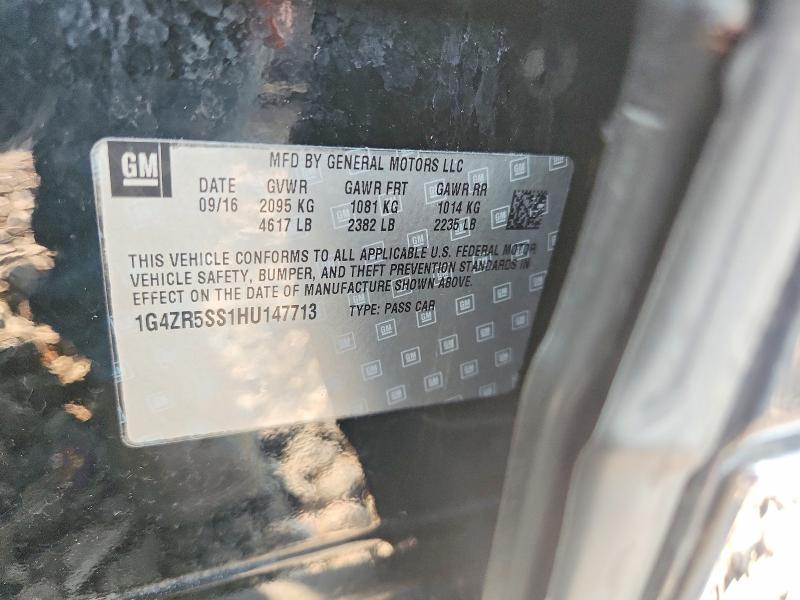 2017 Buick Lacrosse მანქანა იყიდება აუქციონზე, vin: 1G4ZR5SS1HU147713, აუქციონის ნომერი: 63547116
