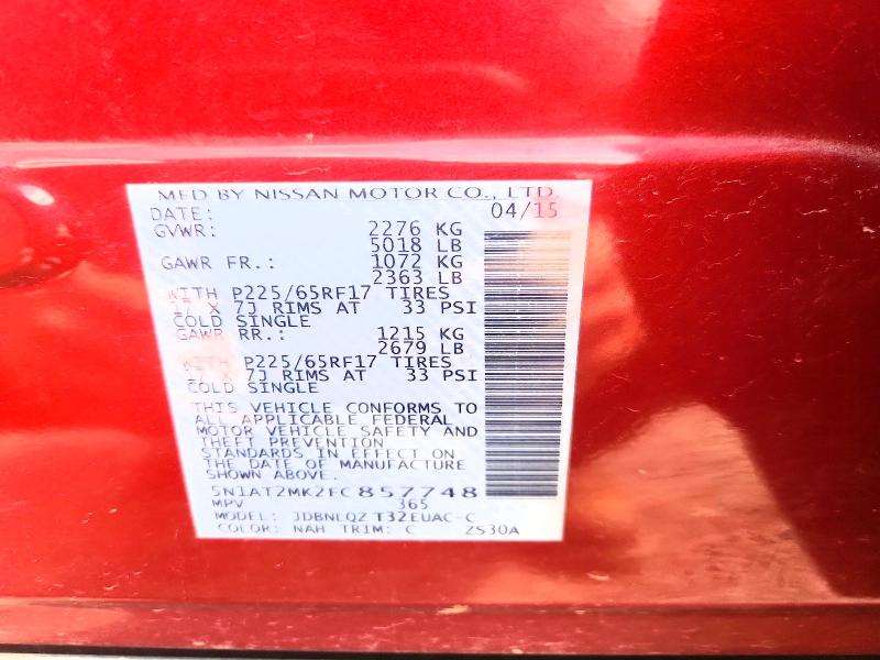 Продаж на аукціоні авто 2015 Nissan Rogue, vin: 5N1AT2MK2FC857748, номер лоту: 65352186