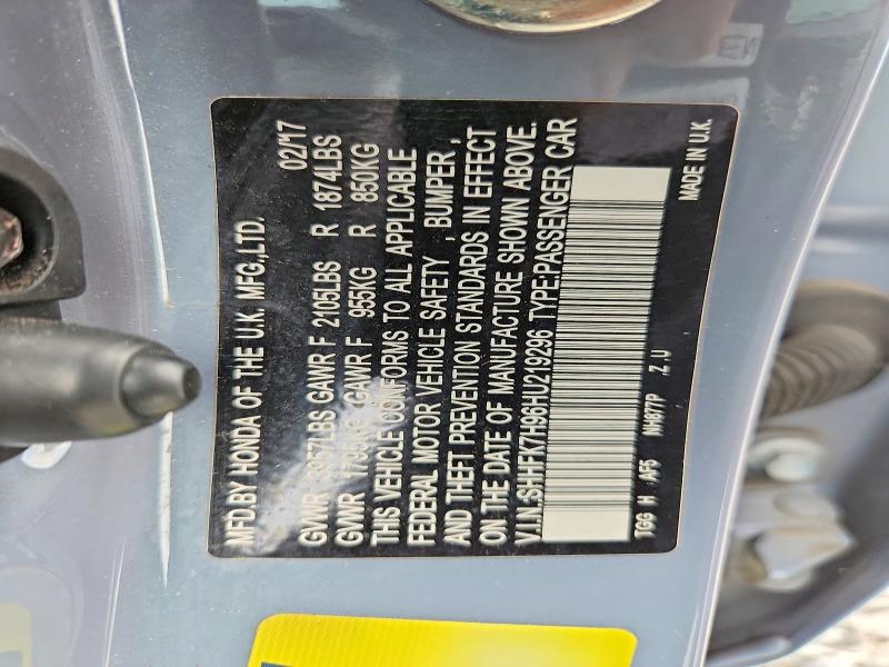 Aukcja sprzedaży 2017 Honda Civic, vin: SHHFK7H96HU219296, numer aukcji: 64092676
