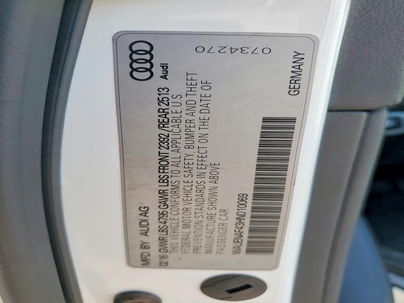 Продажа на аукционе авто 2017 Audi A4, vin: WAUENAF43HN010069, номер лота: 65257846