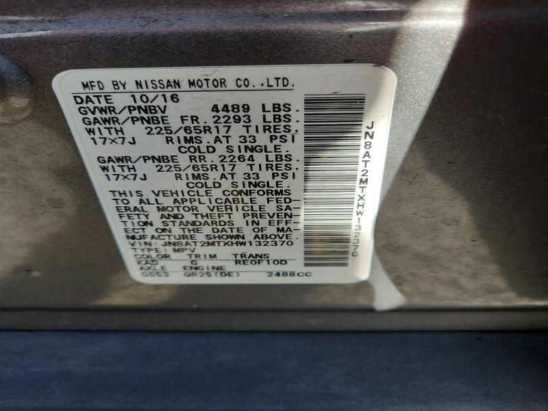 Продаж на аукціоні авто 2017 Nissan Rogue, vin: JN8AT2MTXHW132370, номер лоту: 66737336