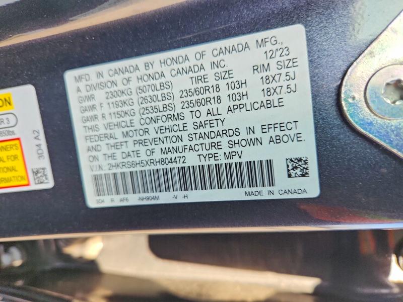 Aukcja sprzedaży 2024 Honda Cr-v, vin: 2HKRS6H5XRH804472, numer aukcji: 66590386