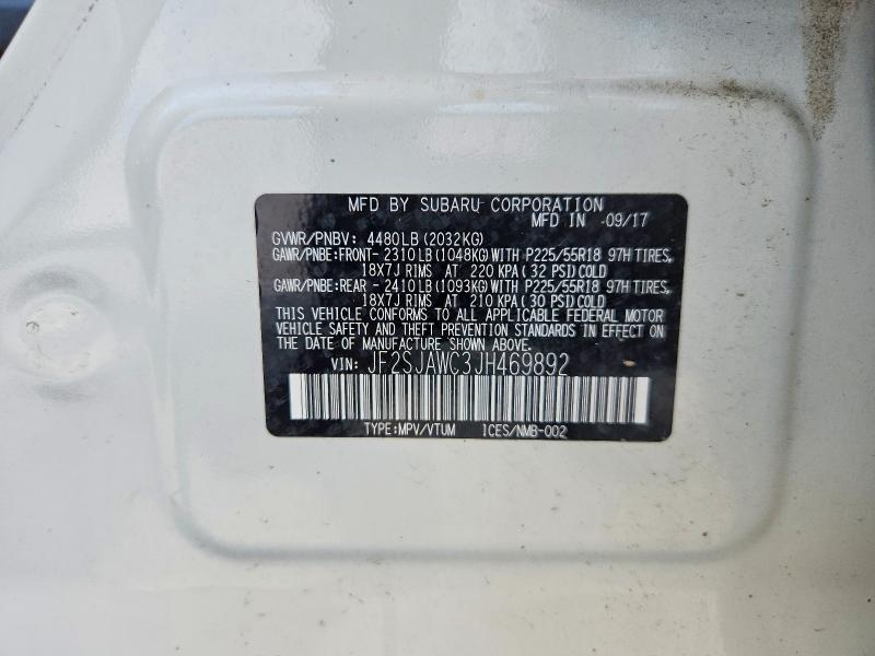 65996686 :رقم المزاد ، JF2SJAWC3JH469892 vin ، 2018 Subaru Forester مزاد بيع