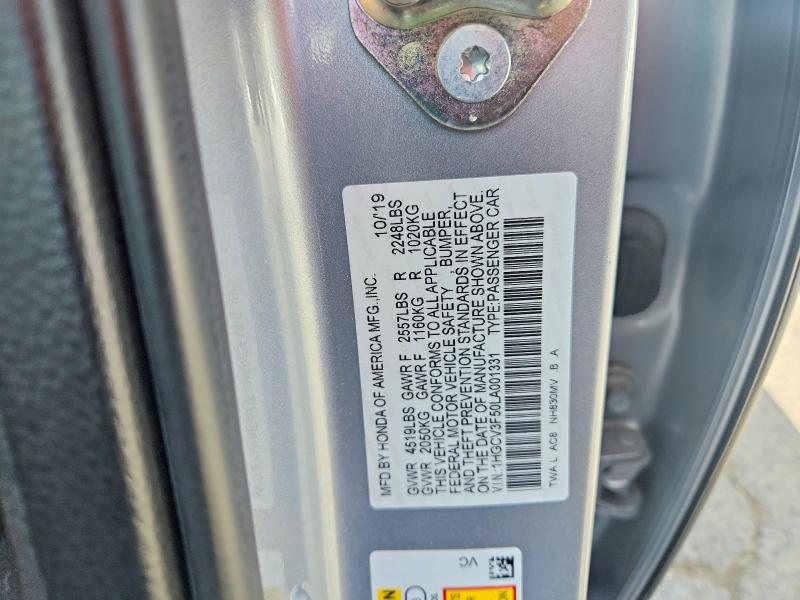 Aukcja sprzedaży 2020 Honda Accord, vin: 1HGCV3F50LA001331, numer aukcji: 64793426
