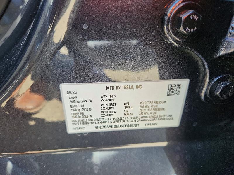 Aukcja sprzedaży 2026 Tesla Model Y, vin: 7SAYGDED6TF649781, numer aukcji: 65026656