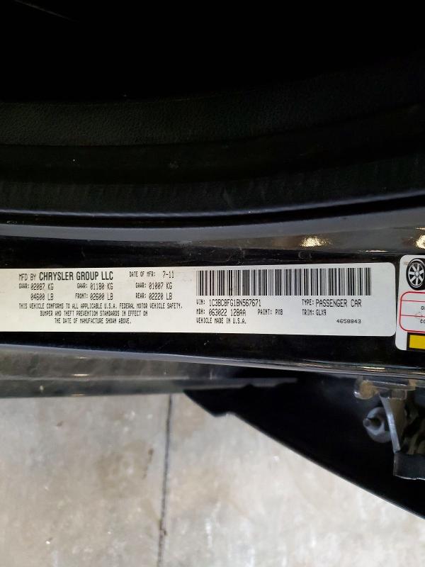 2011 Chrysler 200 მანქანა იყიდება აუქციონზე, vin: 1C3BC8FG1BN567671, აუქციონის ნომერი: 63762916