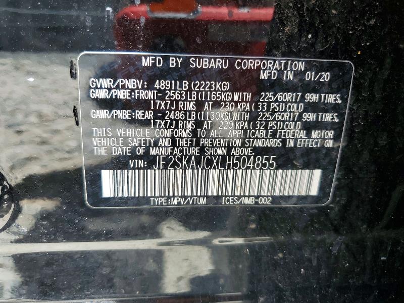 64157316 :رقم المزاد ، JF2SKAJCXLH504855 vin ، 2020 Subaru Forester مزاد بيع