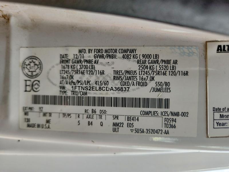 Aukcja sprzedaży 2012 Ford Ecoline E250, vin: 1FTNS2EL8CDA36837, numer aukcji: 65938396