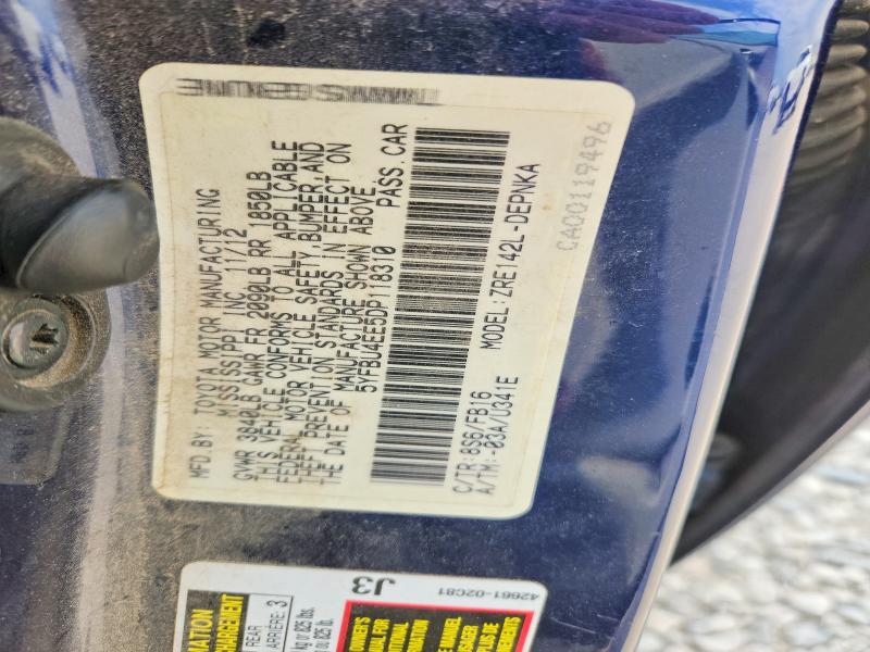 Aukcja sprzedaży 2013 Toyota Corolla, vin: 5YFBU4EE5DP118310, numer aukcji: 64634556