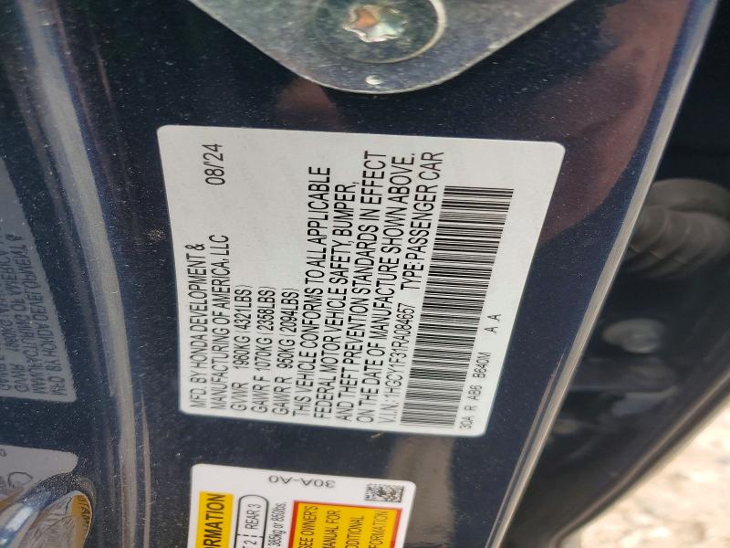 2024 Honda Accord მანქანა იყიდება აუქციონზე, vin: 1HGCY1F31RA084657, აუქციონის ნომერი: 65803786