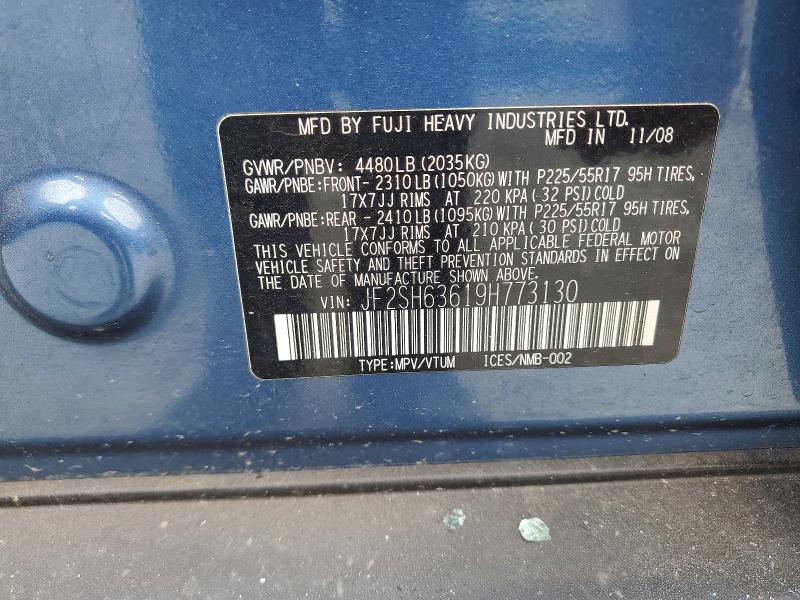 66356746 :رقم المزاد ، JF2SH63619H773130 vin ، 2009 Subaru Forester مزاد بيع