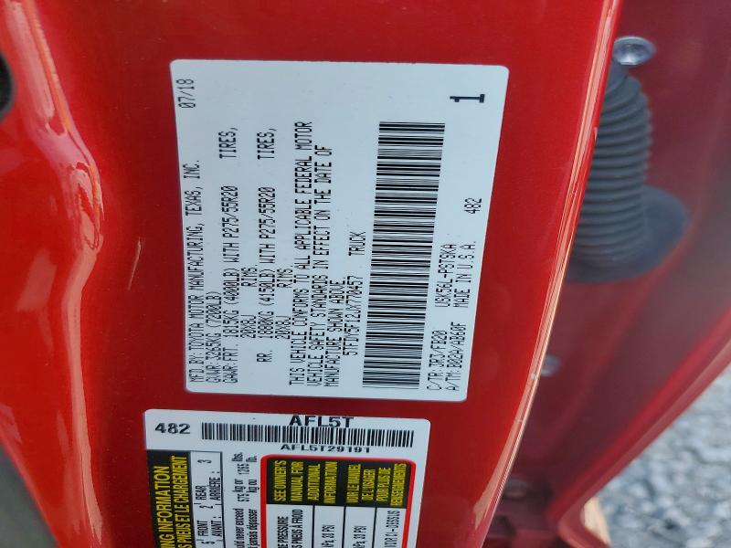 67030086 :رقم المزاد ، 5TFDY5F12JX770457 vin ، 2018 Toyota Tundra مزاد بيع