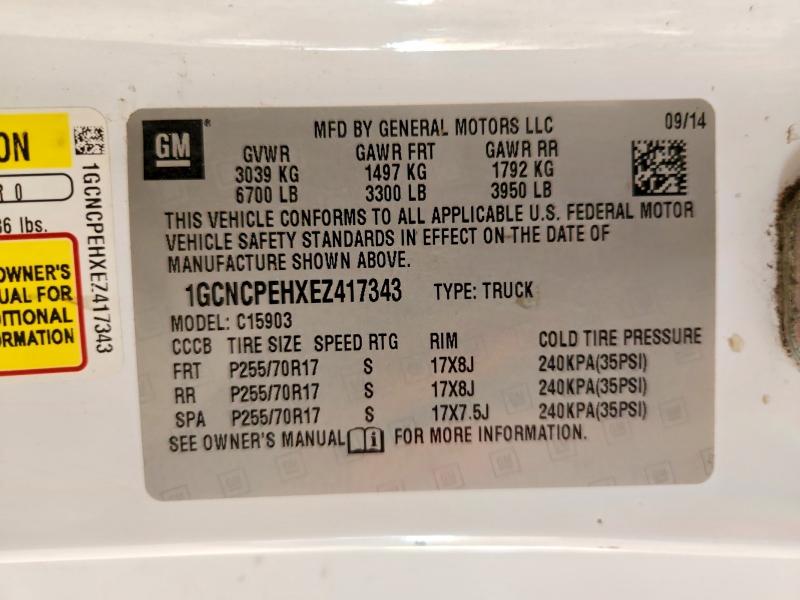 66834276 :رقم المزاد ، 1GCNCPEHXEZ417343 vin ، 2014 Chevrolet Silverado مزاد بيع