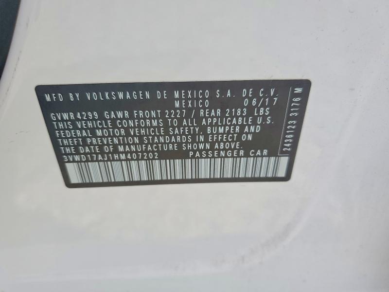 Продаж на аукціоні авто 2017 Volkswagen Jetta, vin: 3VWD17AJ1HM407202, номер лоту: 63685116
