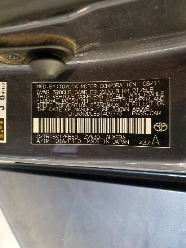 Продажа на аукционе авто 2011 Toyota Prius, vin: JTDKN3DU8B1409773, номер лота: 63405236