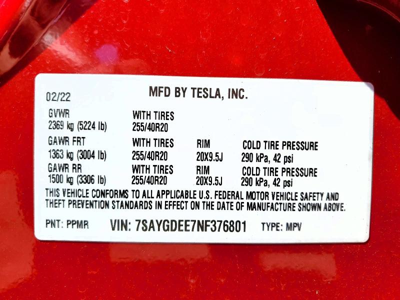 Aukcja sprzedaży 2022 Tesla Model Y, vin: 7SAYGDEE7NF376801, numer aukcji: 65266436