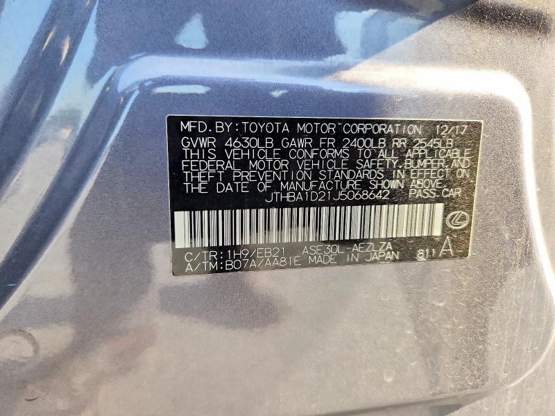 Aukcja sprzedaży 2018 Lexus Is, vin: JTHBA1D21J5068642, numer aukcji: 66802086