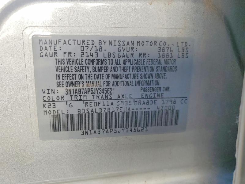 Aukcja sprzedaży 2018 Nissan Sentra, vin: 3N1AB7AP5JY345621, numer aukcji: 66450536