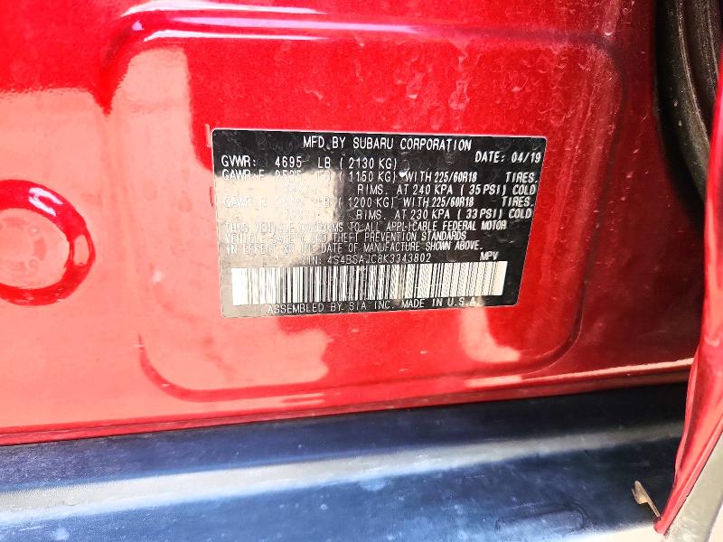 Aukcja sprzedaży 2019 Subaru Outback, vin: 4S4BSAJC8K3343802, numer aukcji: 66435976