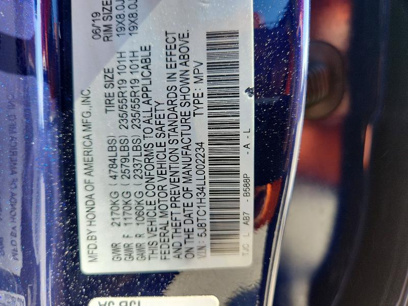 2020 Acura Rdx მანქანა იყიდება აუქციონზე, vin: 5J8TC1H34LL002234, აუქციონის ნომერი: 64652436