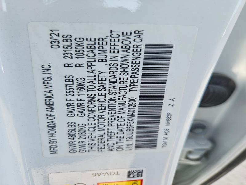 Aukcja sprzedaży 2021 Acura Tlx, vin: 19UUB5F5XMA012900, numer aukcji: 66121976