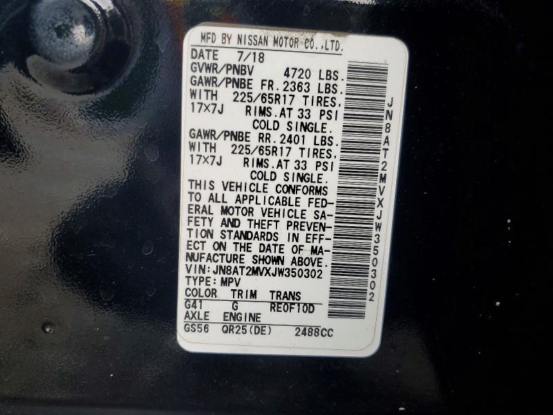 Aukcja sprzedaży 2018 Nissan Rogue, vin: JN8AT2MVXJW350302, numer aukcji: 64784546