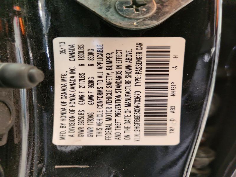Продаж на аукціоні авто 2013 Honda Civic, vin: 2HGFB6E5XDH703670, номер лоту: 63614916