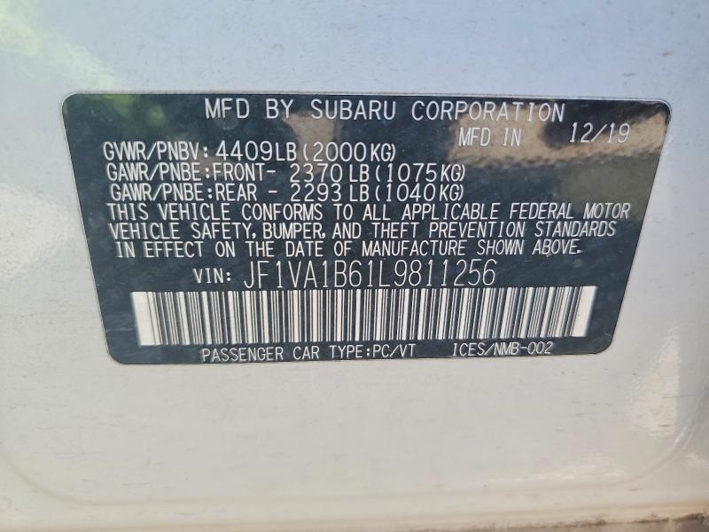 65394606 :رقم المزاد ، JF1VA1B61L9811256 vin ، 2020 Subaru Wrx مزاد بيع