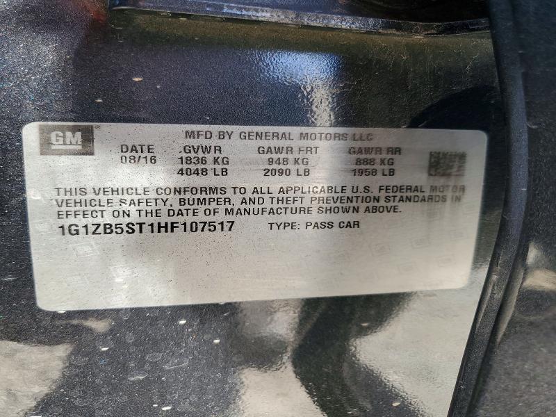 63430196 :رقم المزاد ، 1G1ZB5ST1HF107517 vin ، 2017 Chevrolet Malibu مزاد بيع