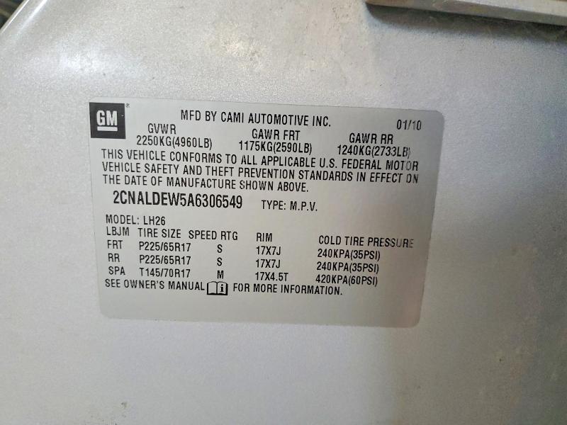 65027206 :رقم المزاد ، 2CNALDEW5A6306549 vin ، 2010 Chevrolet Equinox مزاد بيع