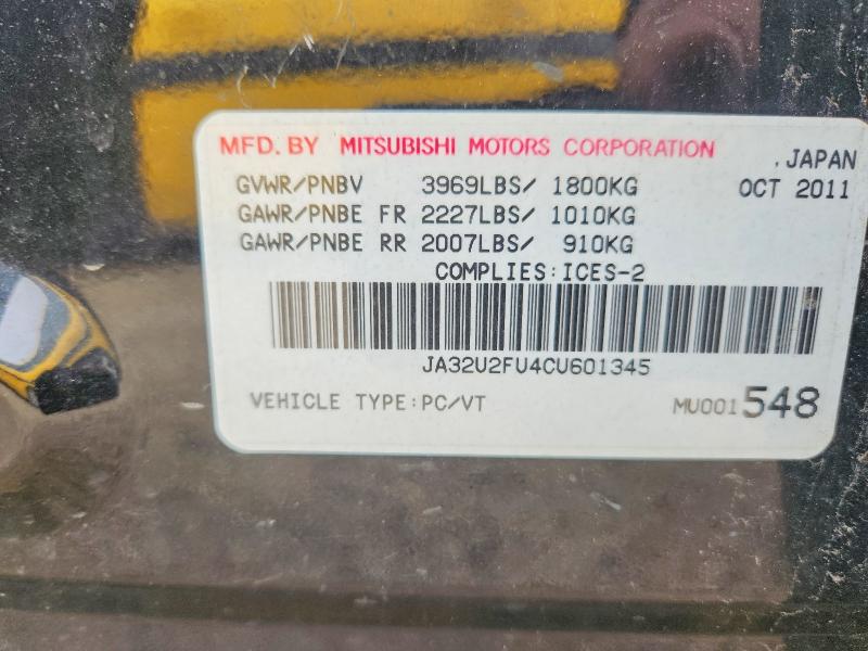 Aukcja sprzedaży 2012 Mitsubishi Lancer, vin: JA32U2FU4CU601345, numer aukcji: 64224516
