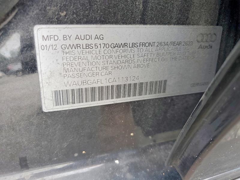 2012 Audi S4 მანქანა იყიდება აუქციონზე, vin: WAUBGAFL1CA113124, აუქციონის ნომერი: 63426426