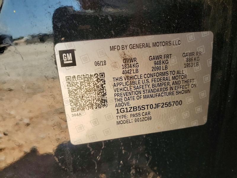 Auction sale of the 2018 Chevrolet Malibu, vin: 1G1ZB5ST0JF255700, lot number: 65653566