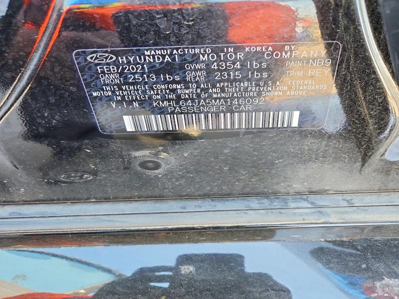 Продажа на аукционе авто 2021 Hyundai Sonata, vin: KMHL64JA5MA146092, номер лота: 67046236