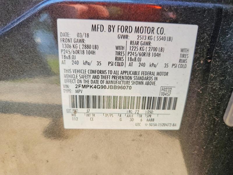 Продажа на аукционе авто 2018 Ford Edge, vin: 2FMPK4G90JBB96070, номер лота: 65324476