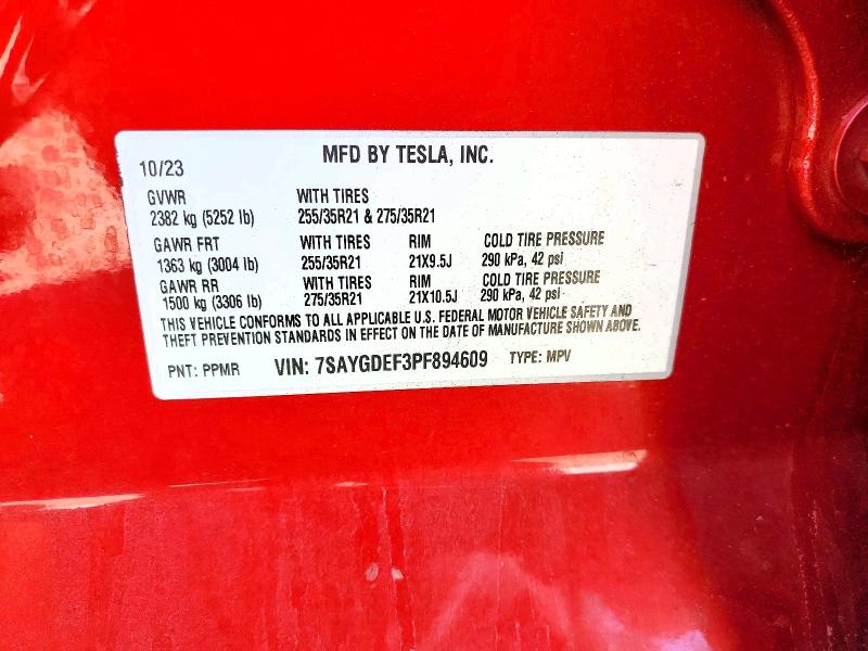 Продажа на аукционе авто 2023 Tesla Model Y, vin: 7SAYGDEF3PF894609, номер лота: 64602706