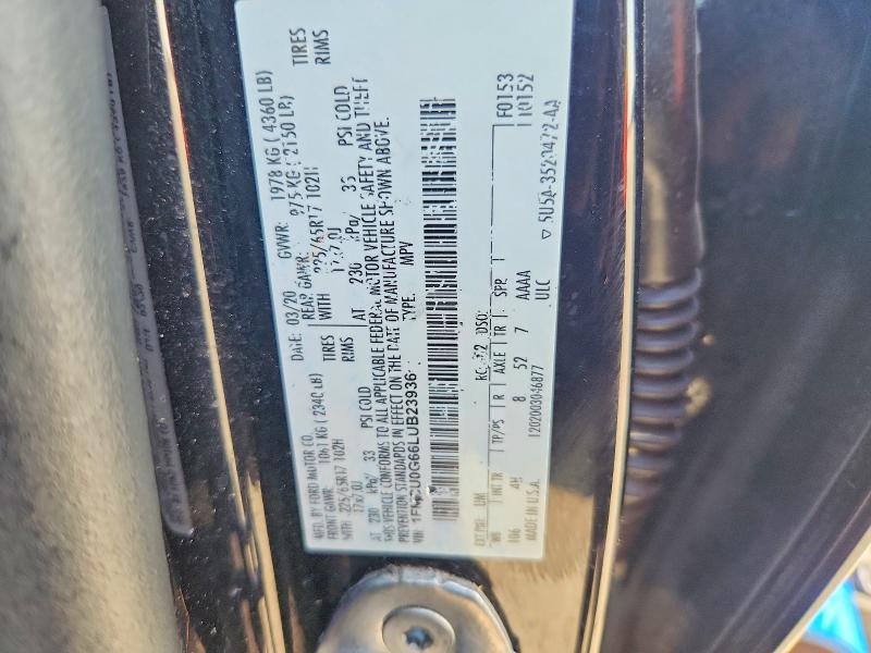 2020 Ford Escape მანქანა იყიდება აუქციონზე, vin: 1FMCU0G66LUB23936, აუქციონის ნომერი: 64488656