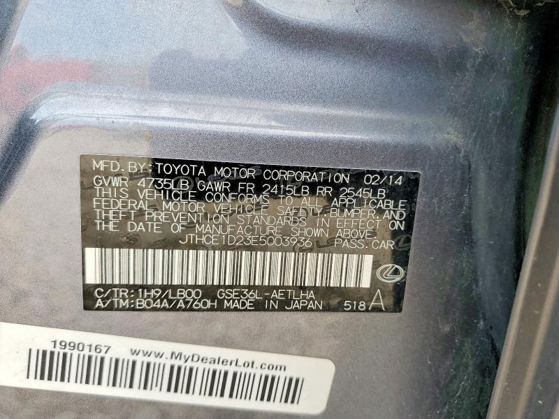 Aukcja sprzedaży 2014 Lexus Is, vin: JTHCE1D23E5003936, numer aukcji: 65483466