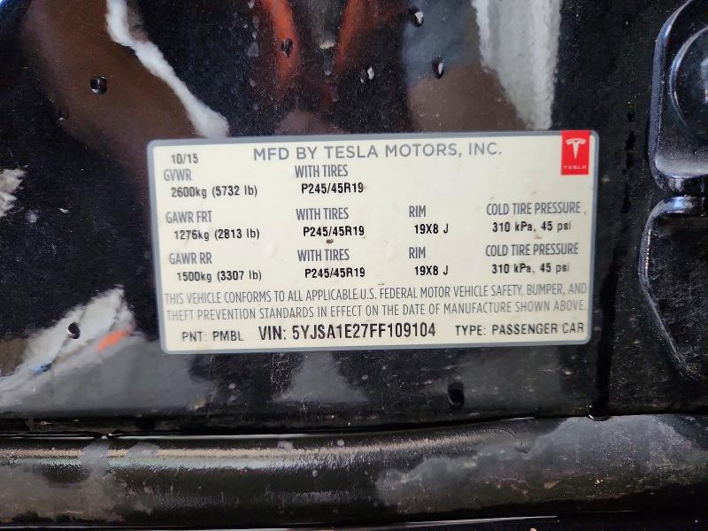 Aukcja sprzedaży 2015 Tesla Model S, vin: 5YJSA1E27FF109104, numer aukcji: 63935976