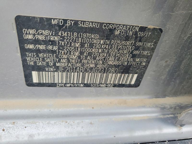 Aukcja sprzedaży 2018 Subaru Crosstrek, vin: JF2GTABC5JG231280, numer aukcji: 63546466