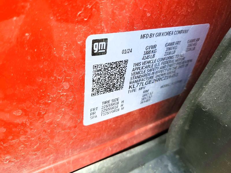 63472596 :رقم المزاد ، KL77LGE26RC216453 vin ، 2024 Chevrolet Trax مزاد بيع