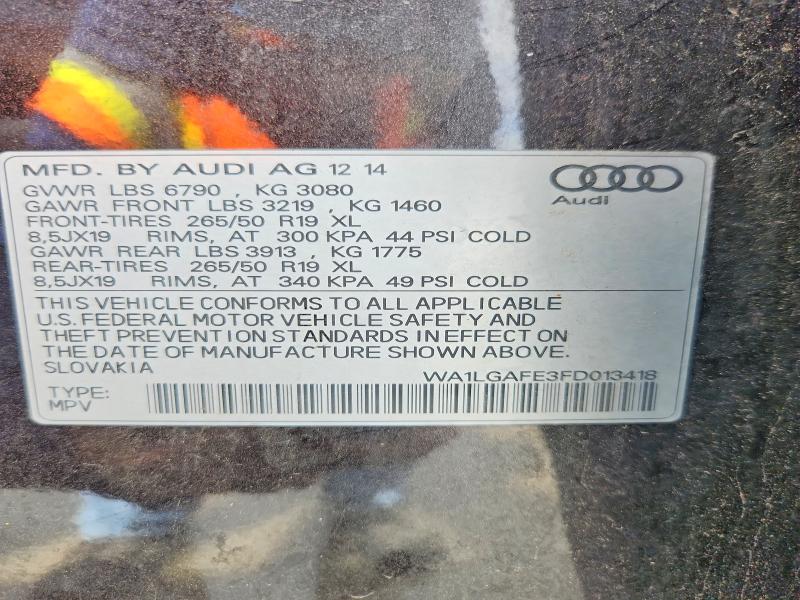 Продаж на аукціоні авто 2015 Audi Q7, vin: WA1LGAFE3FD013418, номер лоту: 63862216