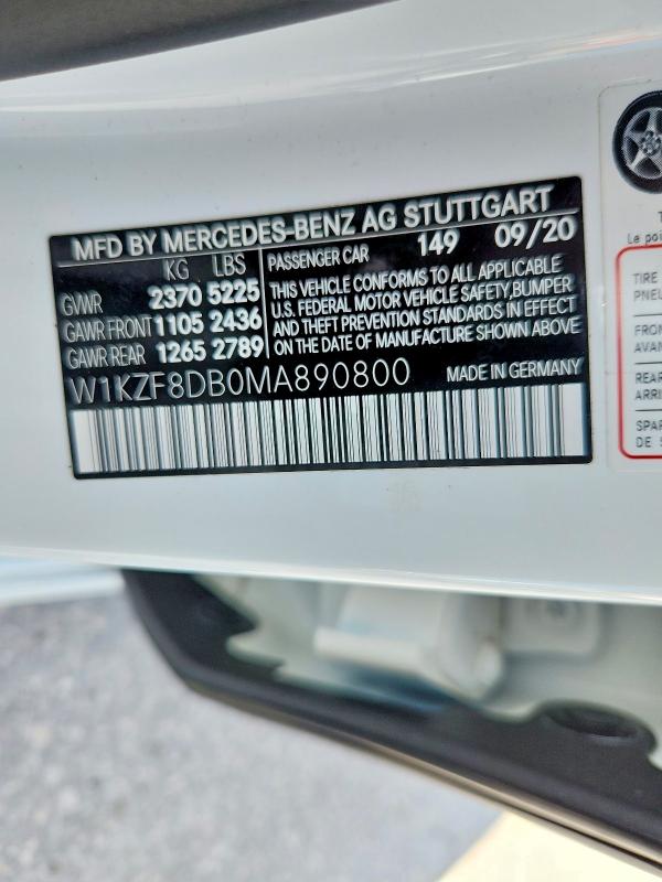 64575526 :رقم المزاد ، W1KZF8DB0MA890800 vin ، 2021 Mercedes-benz E مزاد بيع