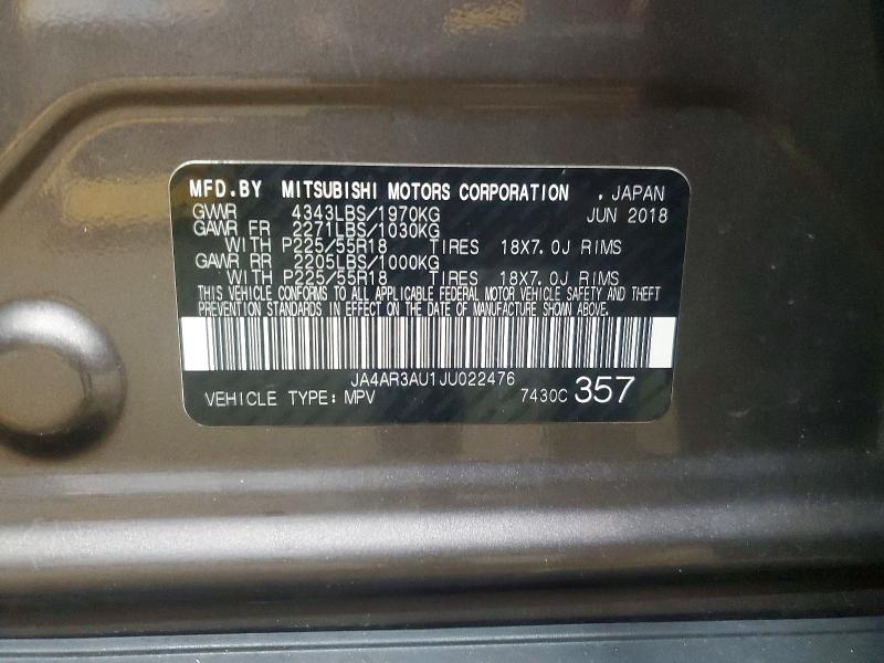 Продажа на аукционе авто 2018 Mitsubishi Outlander Sport, vin: JA4AR3AU1JU022476, номер лота: 64299806