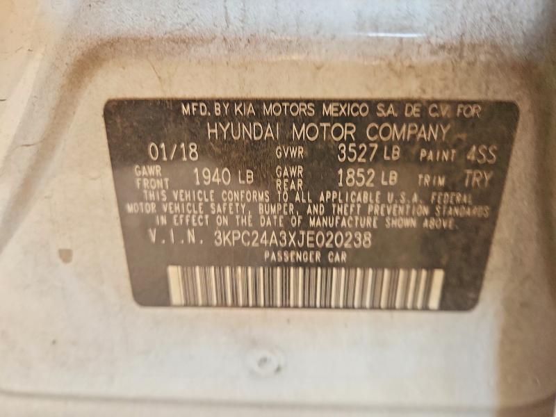 Продажа на аукционе авто 2018 Hyundai Accent, vin: 3KPC24A3XJE020238, номер лота: 65387576