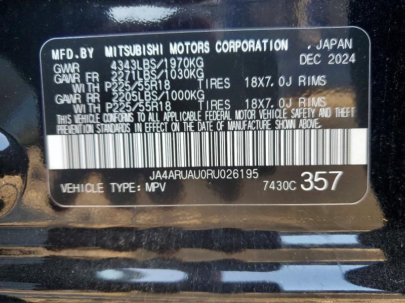 Aukcja sprzedaży 2024 Mitsubishi Outlander Sport, vin: JA4ARUAU0RU026195, numer aukcji: 66416046