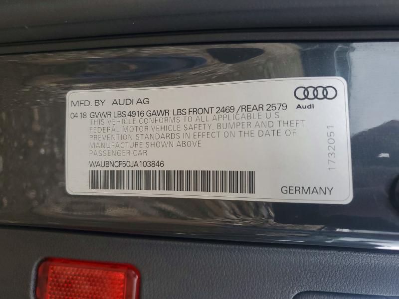 63726916 :رقم المزاد ، WAUBNCF50JA103846 vin ، 2018 Audi A5 مزاد بيع